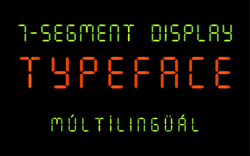 7 segment display font word