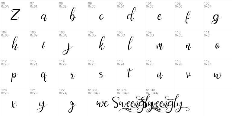 Sweengly calligraphy script